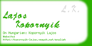 lajos kopornyik business card